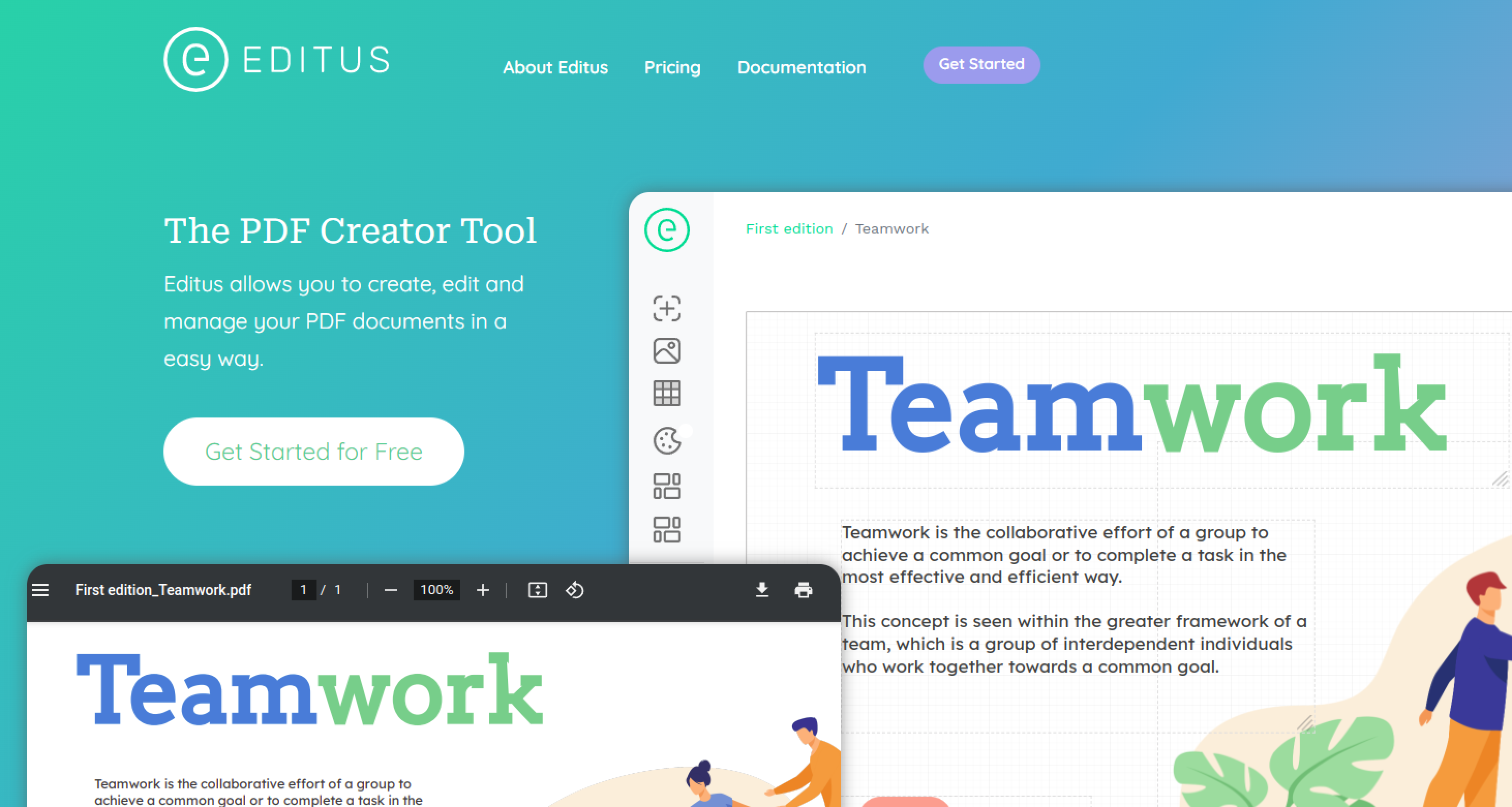 Editus website landing page
