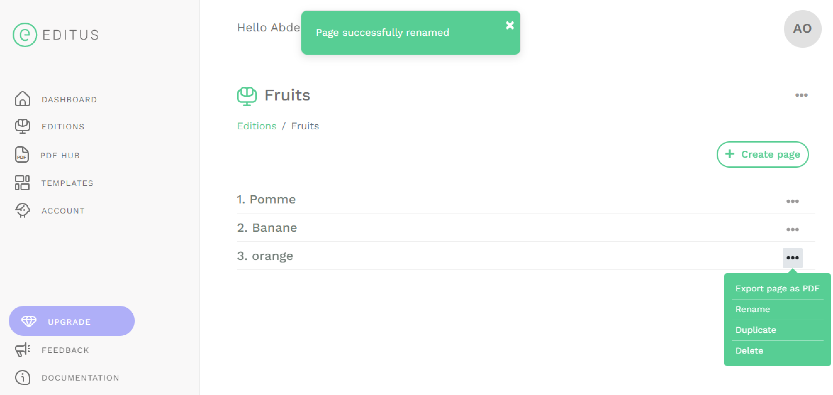 Editus pages view