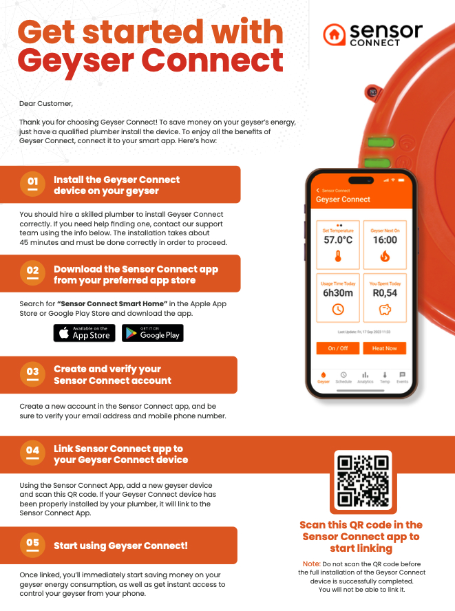 The Geyser Connect user pamphlet